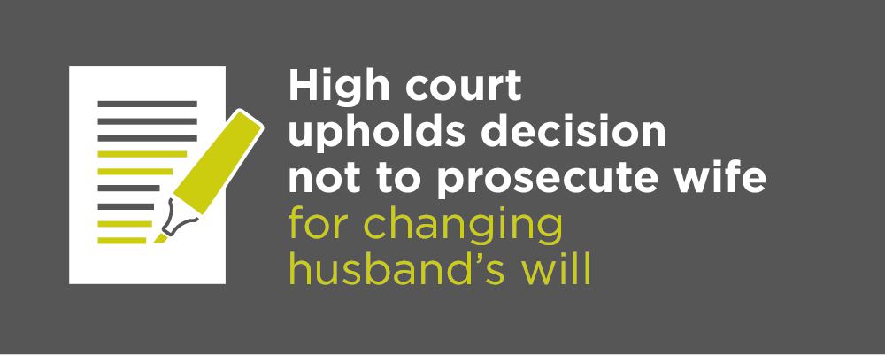 Wife not prosecuted for changing husbands will