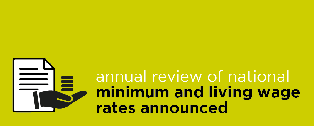 Annual review of national minimum and living wage rates announced