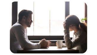 2 people having a tough conversation