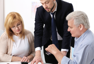 Family talking to a solicitor